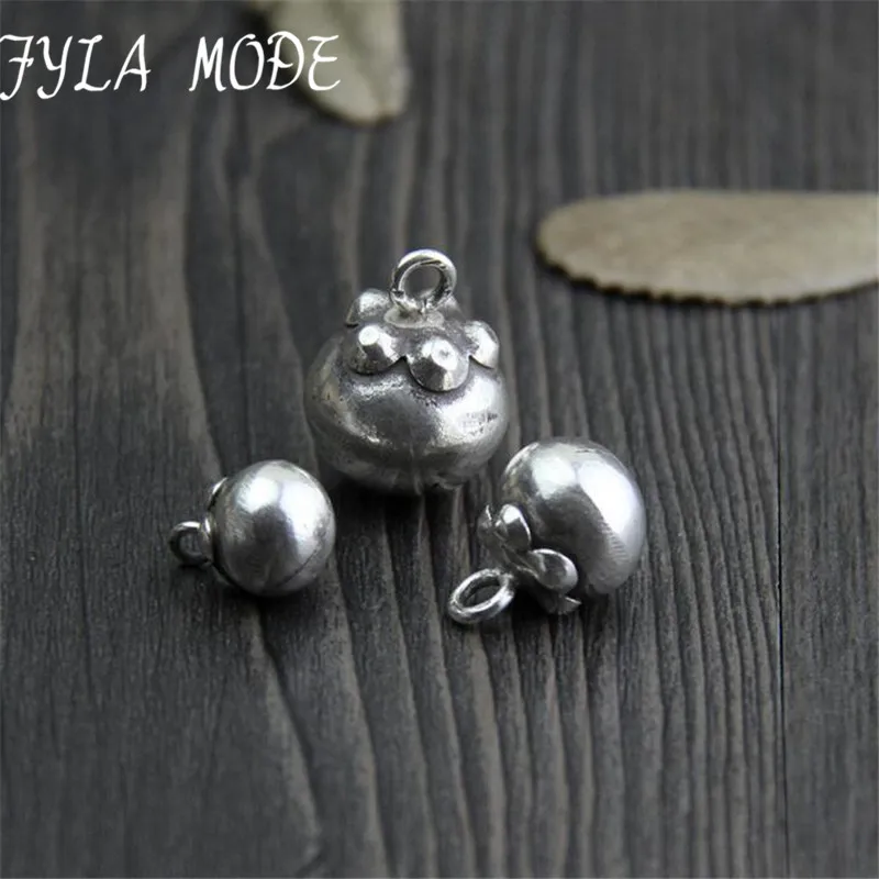 

Fyla Mode 925 Thai Silver Mangosteen Bell Charms Pendant Jewelry Making DIY Charm Handmade Crafts WTL002