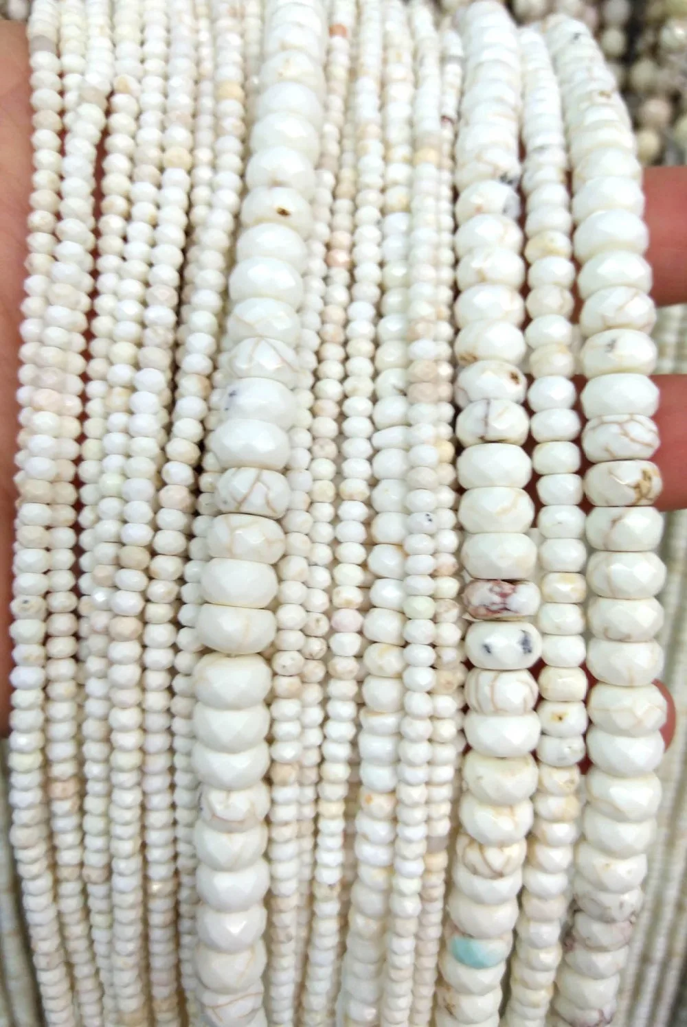 

Faceted Turquoise, 4-12mm, Wheel Heishi Rondelle Beads Stabilized turquoise Stone, White Heishi, Semi Precious Stone, 16"