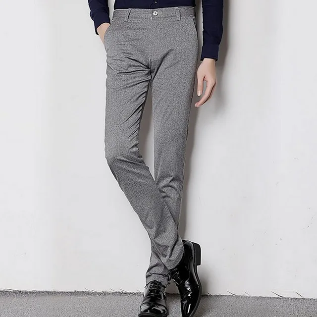 Плюс Размеры плед серый Slim Fit Бизнес отдыха Брюки Осень Новая мода Свадебная