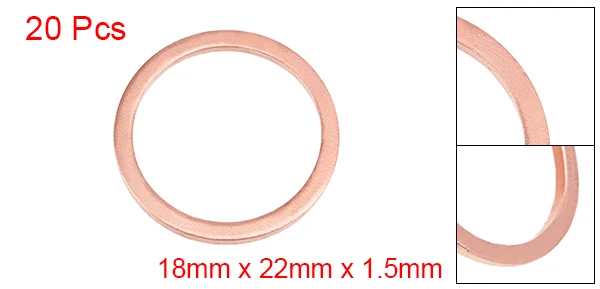 uxcell 100Pcs 5mm x 9mm x 1mm Copper Flat Washer for Screw Bolt