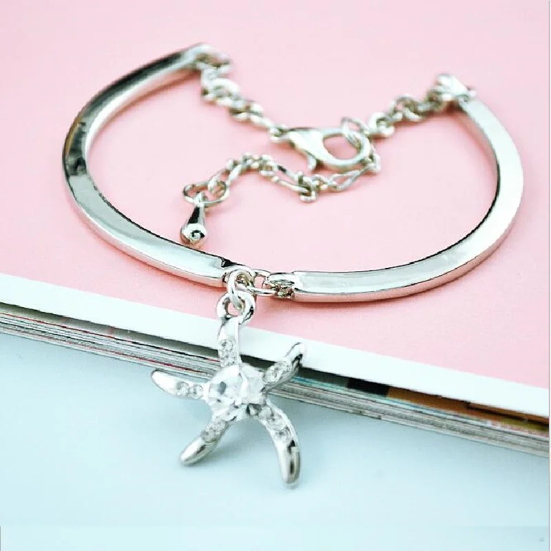 

Fashion Accesories 2018 New trend Women Bracelet Bangles Jewellery Star Shape Crystal Full Of Rhinestone link Chain Bracelet