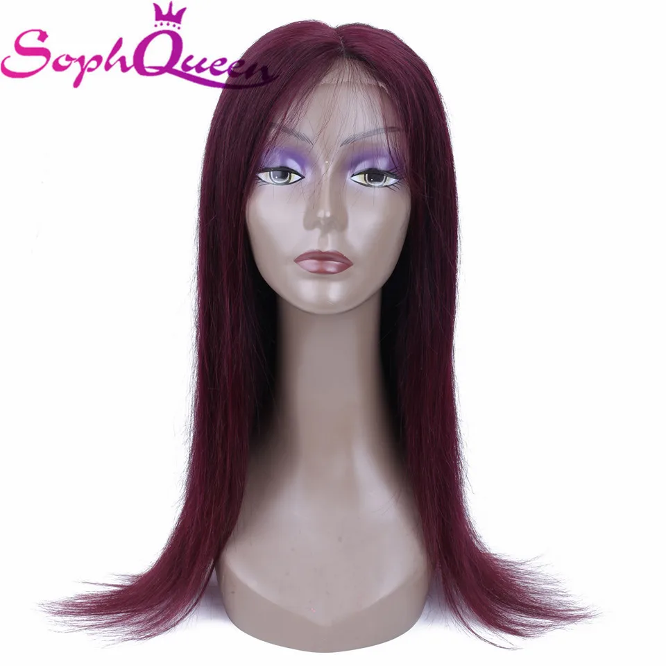Soph queen 4*4 парик на шнурке 99J бразильские Реми прямые парики на шнурке человеческие волосы парики для черных женщин Омбре человеческие волосы парики