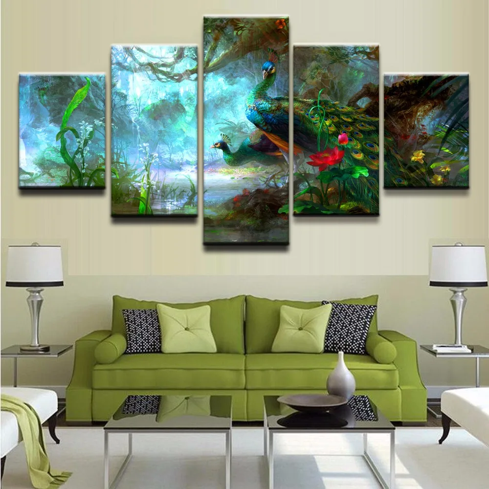 Top Rated Canvas Printed Poster Room Wall Art Framework 5 Pieces Animal