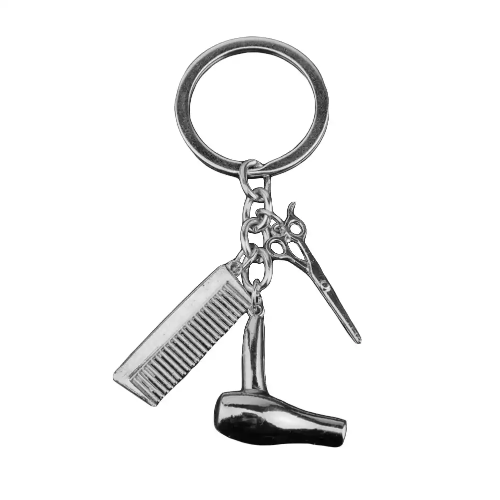 Creative Hairdryer Comb Scissors Key Chians Keyring Unisex Zinc Alloy Key Rings