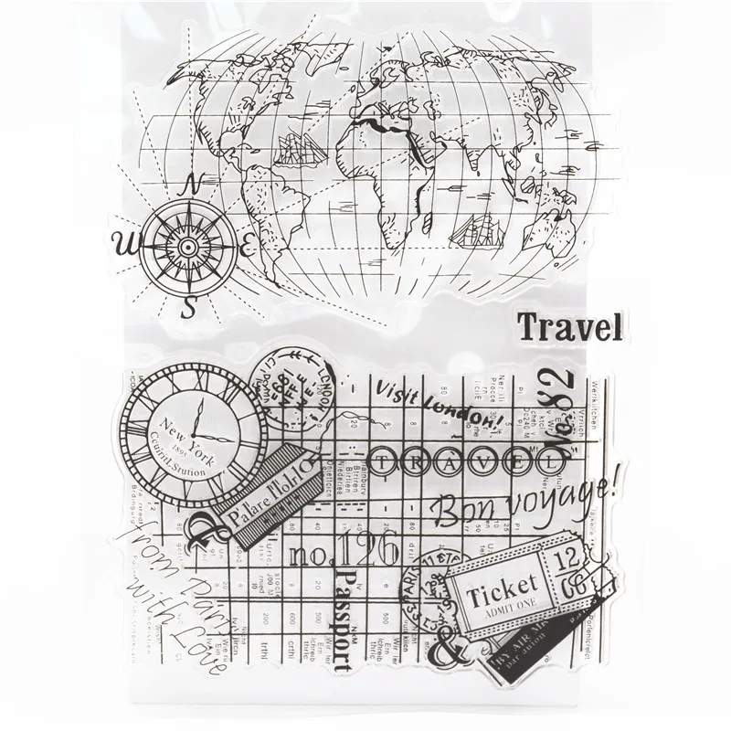 

Travel Transparent Clear Silicone Stamp/Seal for DIY scrapbooking/photo album Decorative clear stamp sheets QYA10073