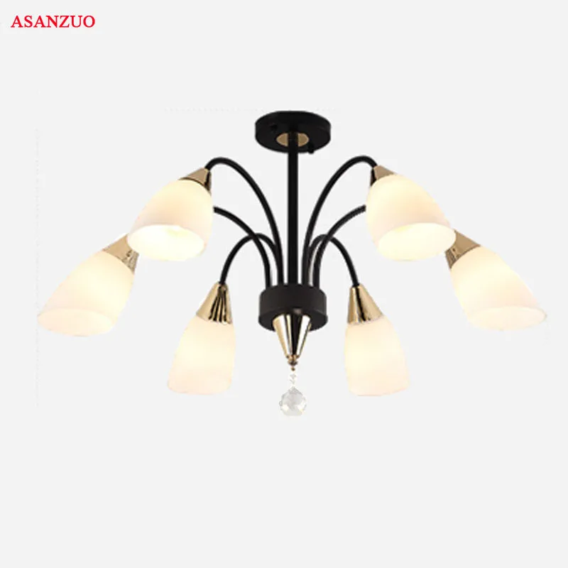 American living room Crystal chandelier modern restaurant bedroom light glass lampshade & Iron ceiling lamp Lighting fixture American living room Crystal chandelier modern restaurant bedroom light glass lampshade & Iron ceiling lamp Lighting fixture