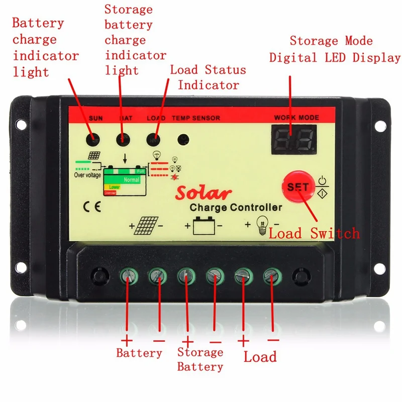 LEORY 12 В/24 В 10 А Солнечный контроллер для солнечной системы, ЖК-дисплей, ШИМ, солнечная панель, зарядное устройство, регулятор, контроллер батареи