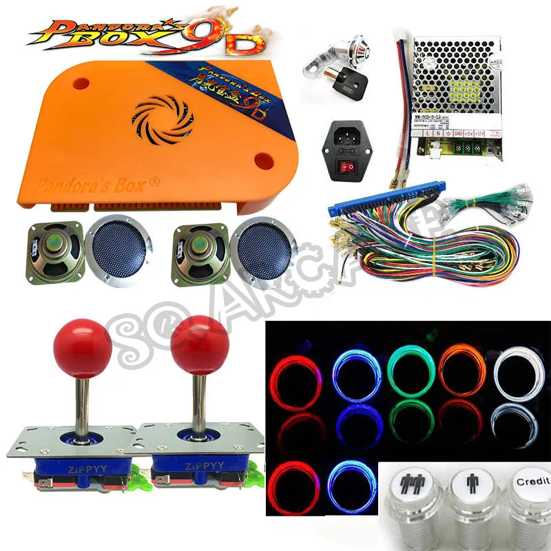 Pandora box 9D 2222 in 1 arcade version jamma game board HDMI VGA DIY arcade ktis with joystick black cap buttons speakers locks Pandora box 9D 2222 in 1 arcade version jamma game board HDMI VGA DIY arcade ktis with joystick black cap buttons speakers locks
