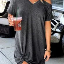 Летние Женские Платья Новинка Сексуальное Женские Платья Простые Повседневные Платья С Открытыми Плечами Женская Сплошная Свободная Одежда