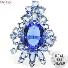 SheType 8.4g Big Size Rich Blue Violet Tanzanite Woman's Party 925 Solid Sterling Silver Ring 38x26mm SheType 8.4g Big Size Rich Blue Violet Tanzanite Woman's Party 925 Solid Sterling Silver Ring 38x26mm
