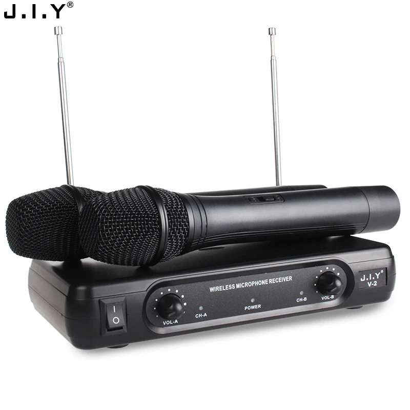 

JIY Professional karaoke Dual Wireless Microphone mixer audio MIC radio handheld studio Microphones for meeting karaoke computer