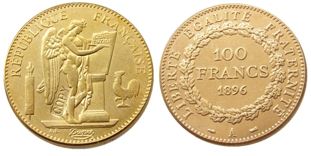 

France 1896A 100 Francs Gold Plated Copy Decorate Coin