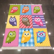 Else зеленый синий розовый оранжевый милые совы 3d принт, микроволокно Нескользящие сзади моющиеся декоративные Kilim детская комната области ковры