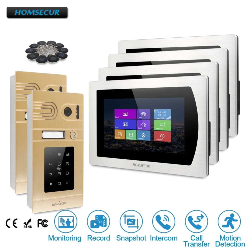 

HOMSECUR 7" Wired Hands-free Video&Audio Home Intercom with Golden Camera BC071-G+BM717-S