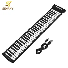SENRHY Silicone Flexible Portable USB 61 Keys MIDI Roll up Electronic Piano Keyboard For Piano Musical Instruments Lover Gift