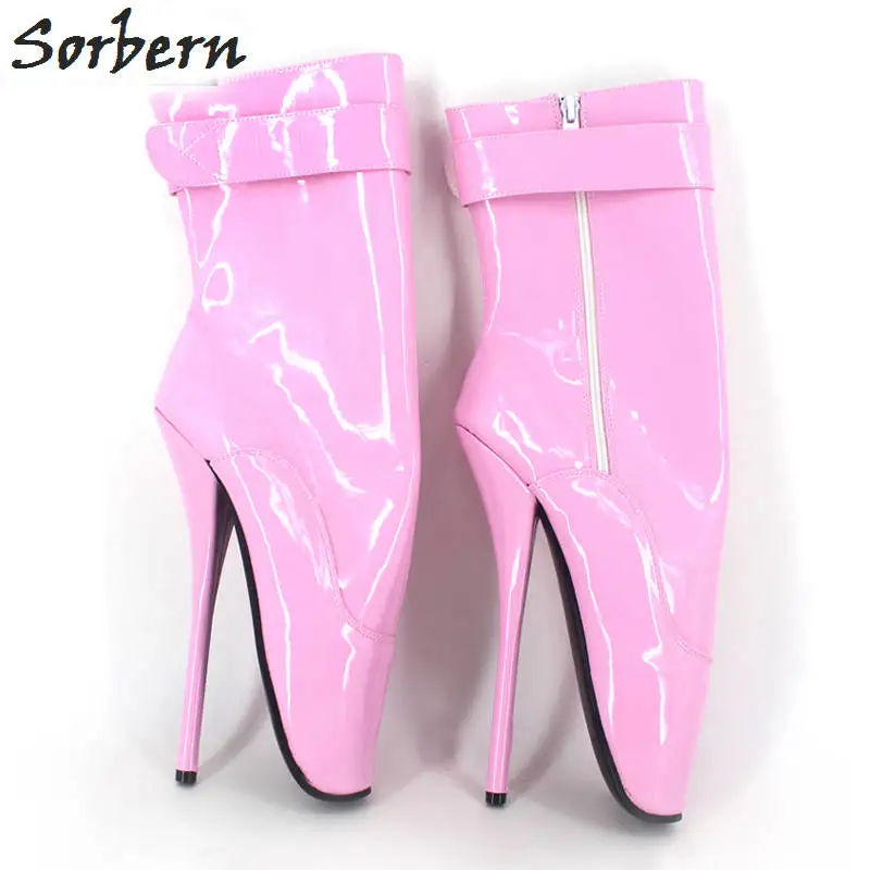 

Sorbern Fetish Ballet Heels 18CM Women High Thin Heels Boots Zipper With Lock Ladies Dance Party Boots Gay Cosplay High Boots