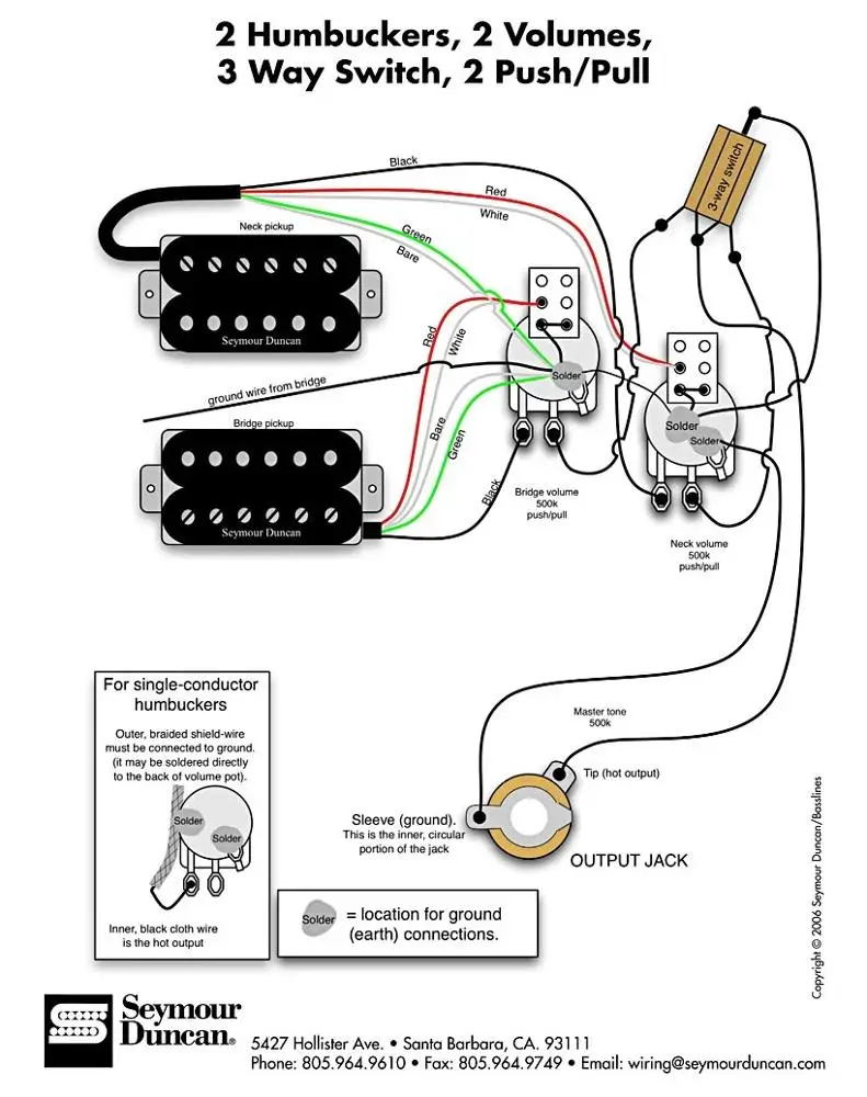 Схемы распайки звукоснимателей на электрогитаре