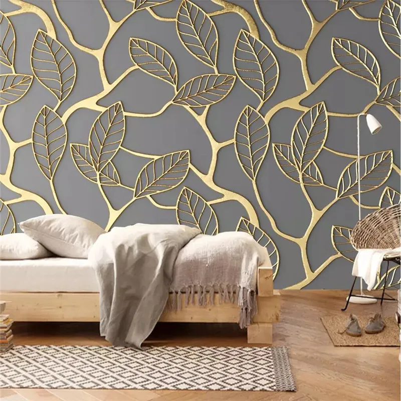 Creative golden leaves living room TV background professional production murals wholesale wallpaper custom photo wall Creative golden leaves living room TV background professional production murals wholesale wallpaper custom photo wall