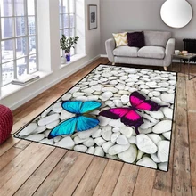 Серый Белый камни на розовых синих бабочках 3d печать Нескользящая микрофибра Гостиная декоративный современный моющийся коврик