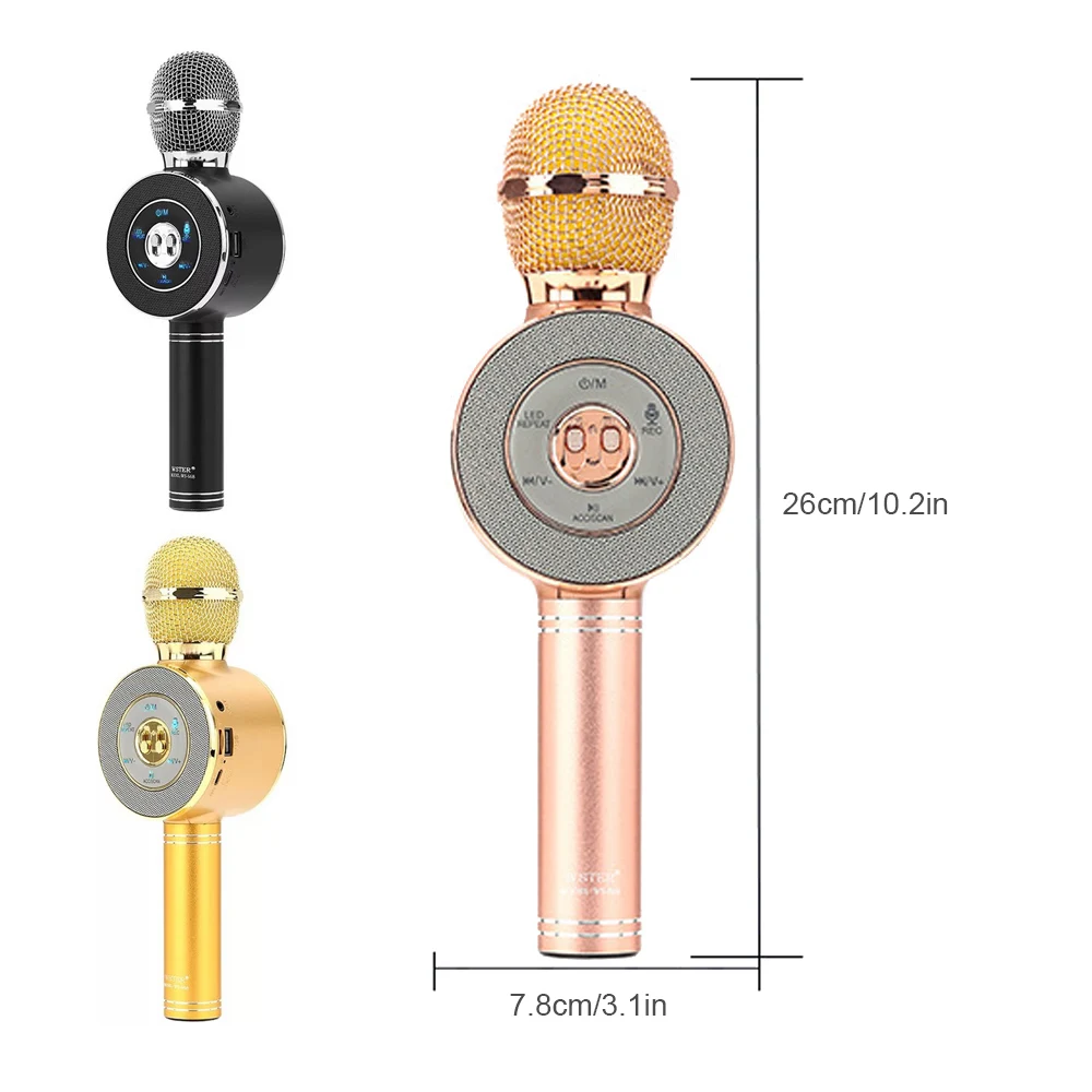 WS668 беспроводной вечерние микрофон партии KTV Караоке дома динамик voice changer Поддержка карты памяти AUX для ПК СВЕТОДИОДНЫЙ LED pk WS858