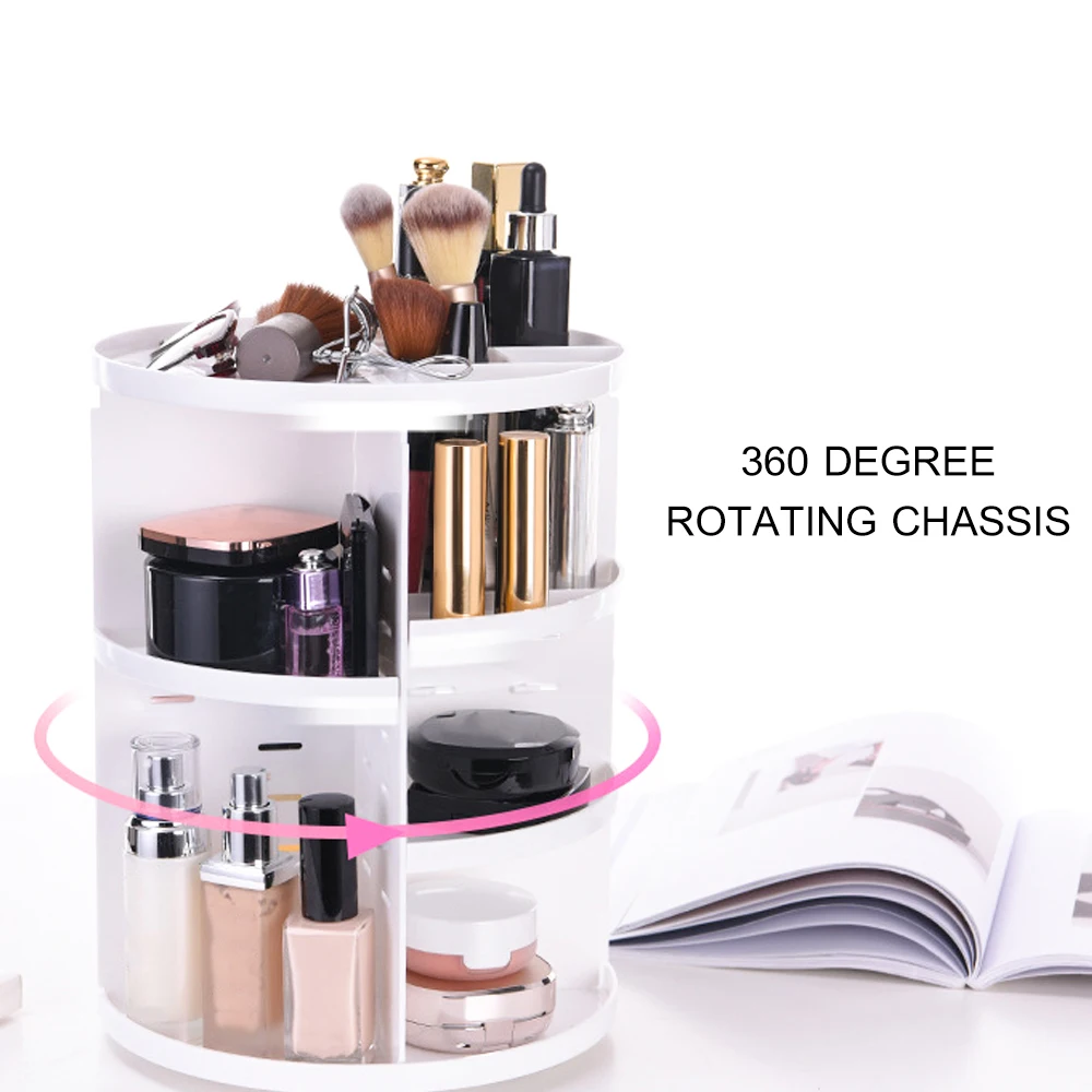 

3colors 360-degree Rotating Makeup Organizer Brush Holder Jewelry Organizer Case Jewelry Makeup Cosmetic Storage Box Shelf