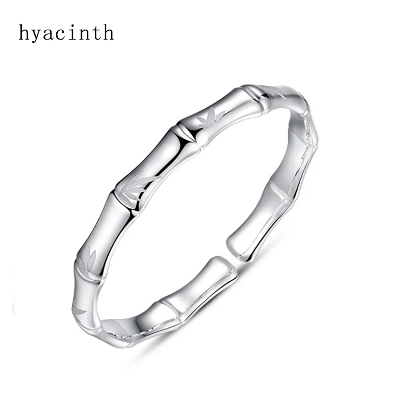 

999 Sterling Silver Bamboo Bangles for Women Mother Lover Gift about 18cm Fashion Bracelet Jewelry Accessories TRS50972