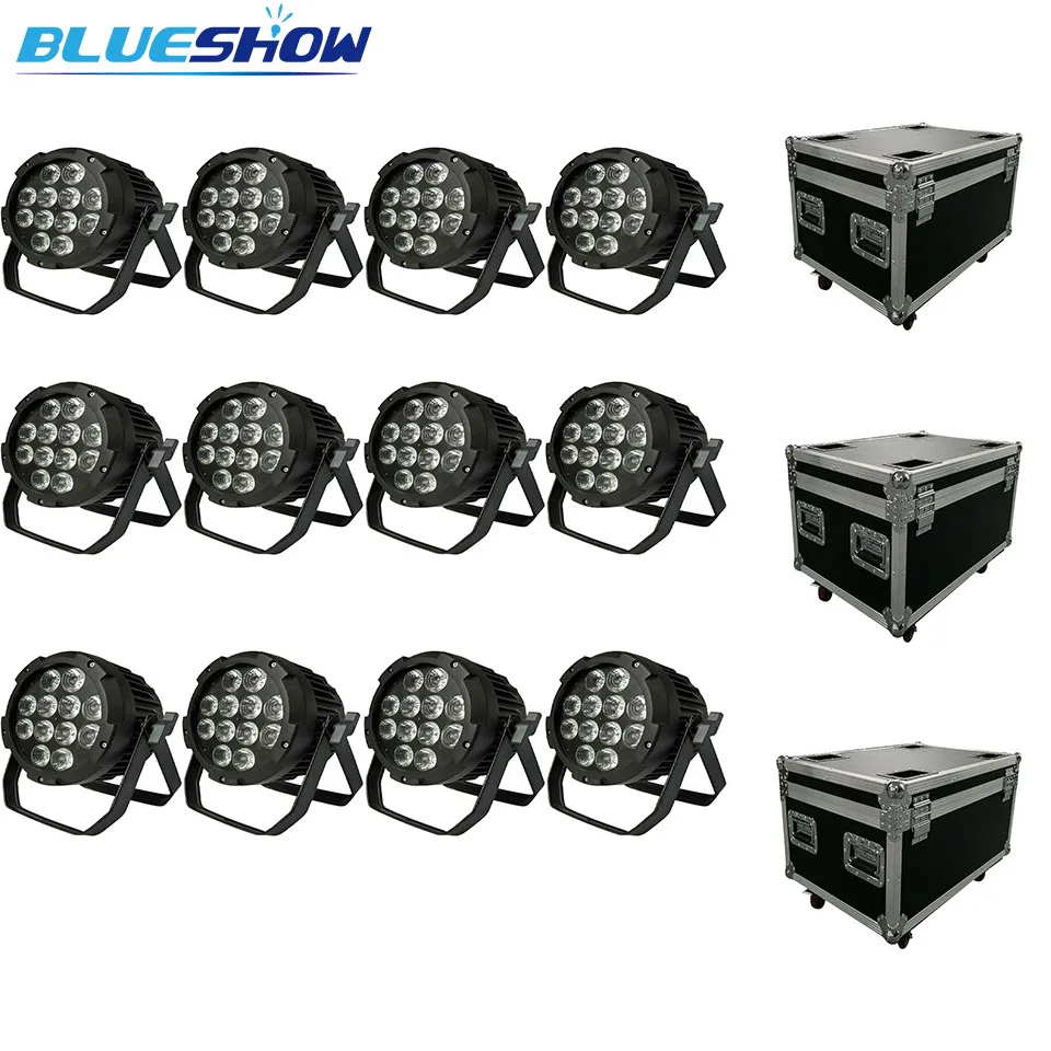 

no tax custom, 12pcs/flightcase Outdoor Par Light Waterproof 12x10w led RGBW 4in1 12x12w RGBWA 5in1 18x15w RGBWAUV 6in1