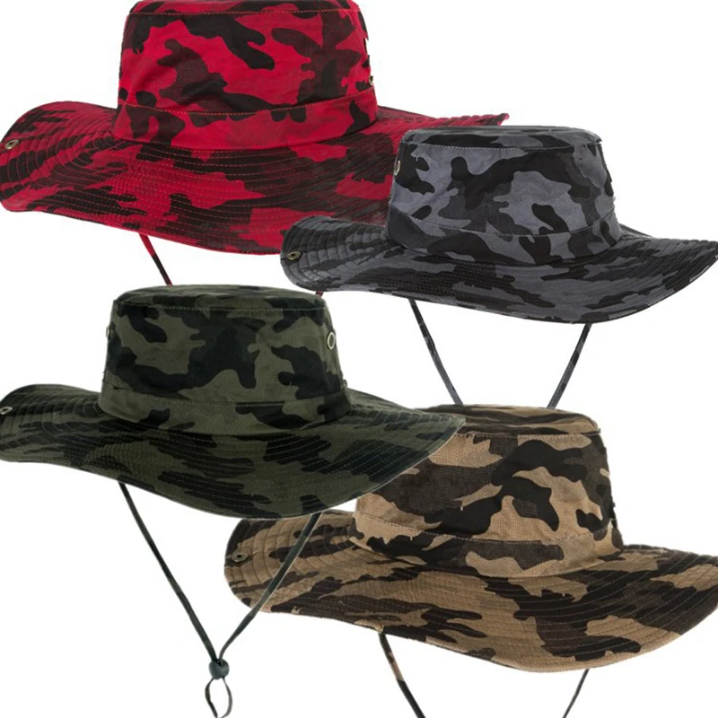 Military Camouflage Bucket Hats Fishing Fisherman Hunting Men Adult