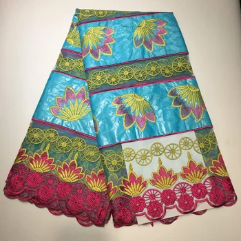 

Hancut Hole Embroidered Bazin Brocade Richer Getzner 5Yards Guinea Basin Garment Fabric 100% Cotton lace Materials For Dress