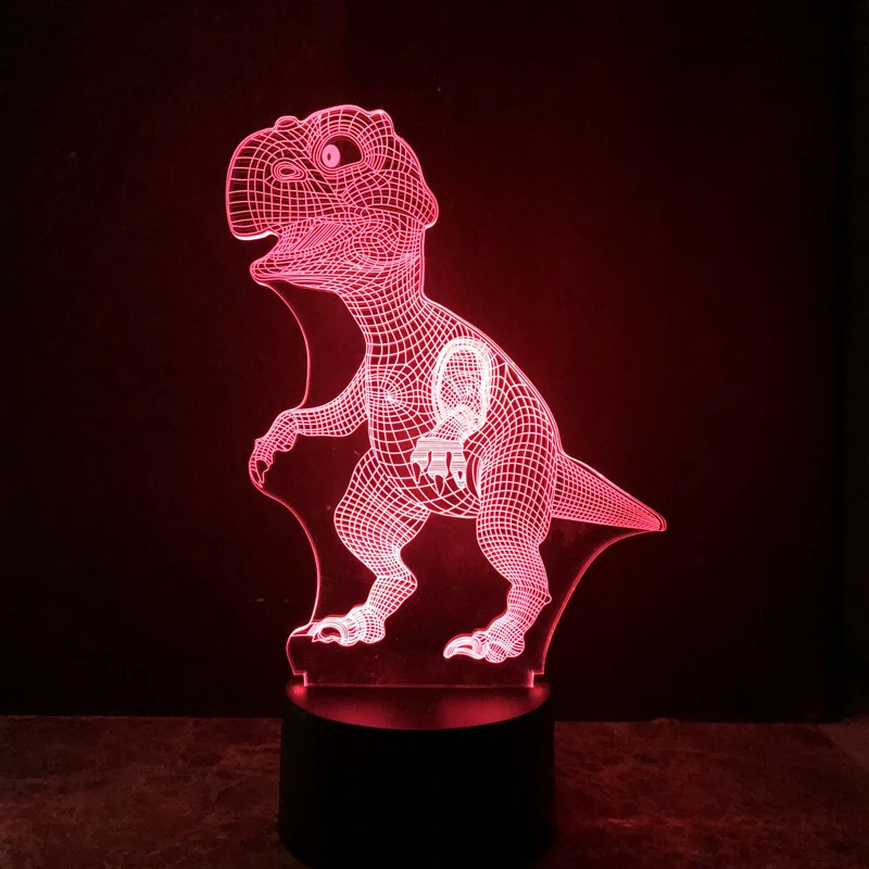 3D иллюзия динозавра маска на Хэллоуин 7 цветов Светодиодная Сенсорная лампа украшение животное светильник светится в темноте игрушки Рождественский подарок для мальчиков