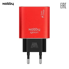 Сетевое зарядное устройство Nobby Expert NBE-TC-30-01, USB, прочное, надежное зу,красный