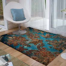 Еще зеленый коричневый ретро турецкий старение цветок 3d печать Нескользящая микрофибра Гостиная декоративный современный моющийся коврик
