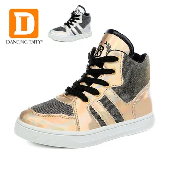 

Fashion Children Shoes Gold Silver 2019 Brand Patent Leather Patchwork Kids Shoes Simple Rubber Boots High Boys Girls Sneakers
