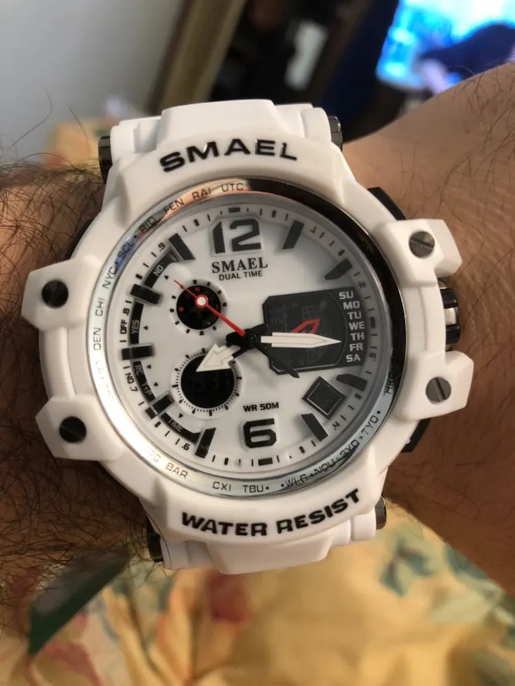 SMAEL Men Watches White Sport Digital Watch