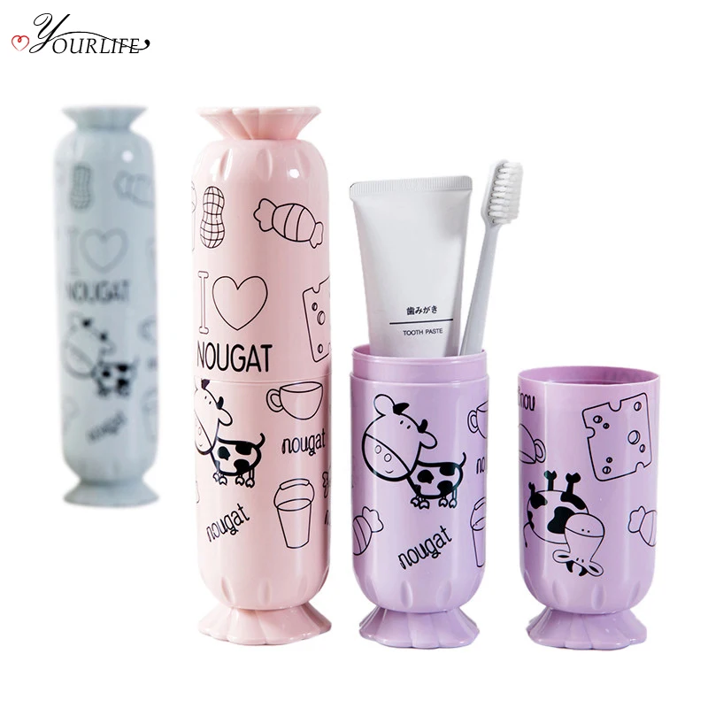 

OYOURLIFE 1pc Creative Candy Style Travel Toothbrush Case Portable Mini Plastic Storage Box Toothbrush Holder