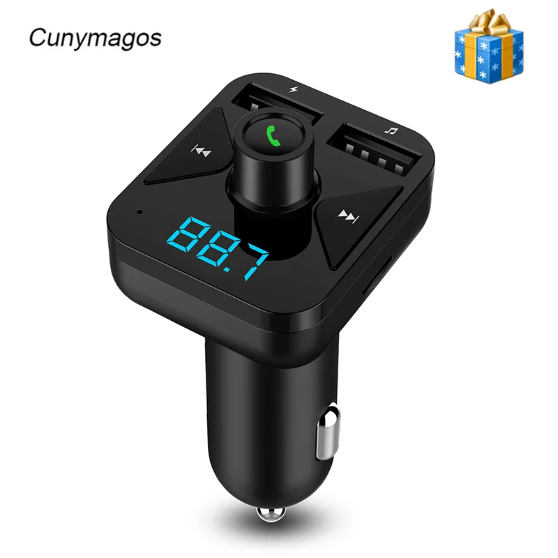 

Wireless Dual USB FM Transmitters Voltage Display Bluetooth Handsfree Car Kit Support TF Card Car Audio MP3 Player Car Charger