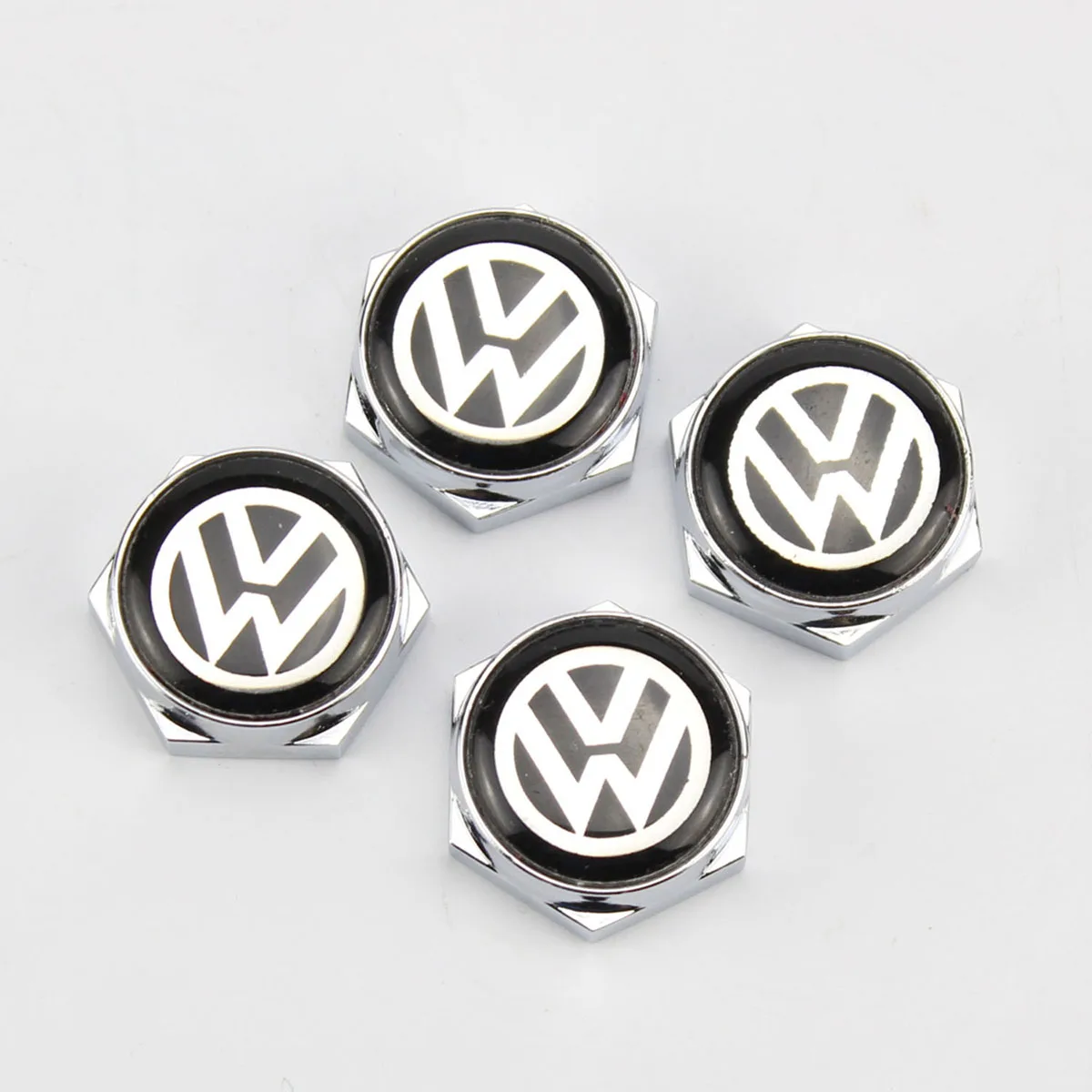4pcs Stainless Steel Bolt License Plate Frame Screw Cap for VW