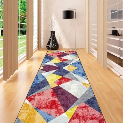 

Else Red Blue Yellow Vintage Pacthwork Geo 3d Print Non Slip Microfiber Washable Long Runner Mats Floor Mat Rugs Hallway Carpets