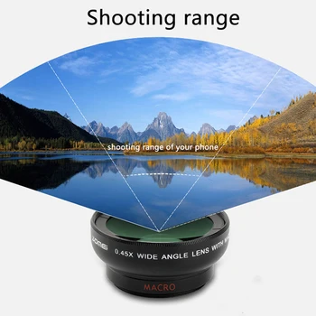 

New Universal 0.45X Wide Angle+12.5X Macro kit Camera Lens 2 in 1 kits for iPhone for Huawei for Samsung Smartphone Tables