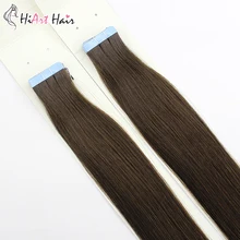 HiArt лента натуральные волосы клей для наращивания#2 натуральная коричневая лента для наращивания салон двойной натянутый бесшовные волосы remy 1" 20" 22"