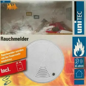 

Smoke Detector Home Security Fire Alarm Sensor Cordless White-Meets CE STANDARD