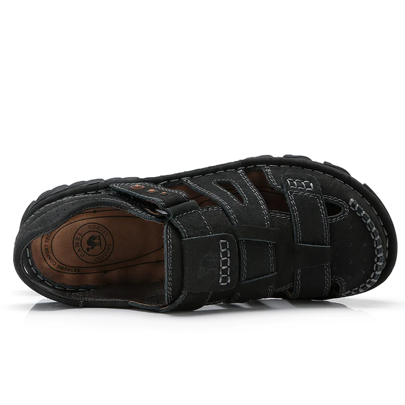 CAMEL Summer Outdoor Casual Men's Sandals Men Genuine Leather Shoes Beach Male Hand Stitching Wrapped Toe Sandal Men CAMEL Summer Outdoor Casual Men's Sandals Men Genuine Leather Shoes Beach Male Hand Stitching Wrapped Toe Sandal Men