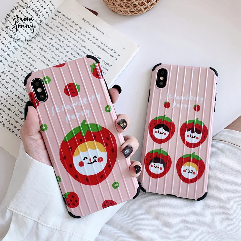 From Jenny Strawberry Cartoon Girl for iPhone x xr xs max 6 6s 7 8 Plus Illustrator Silicone Phone Soft Case |