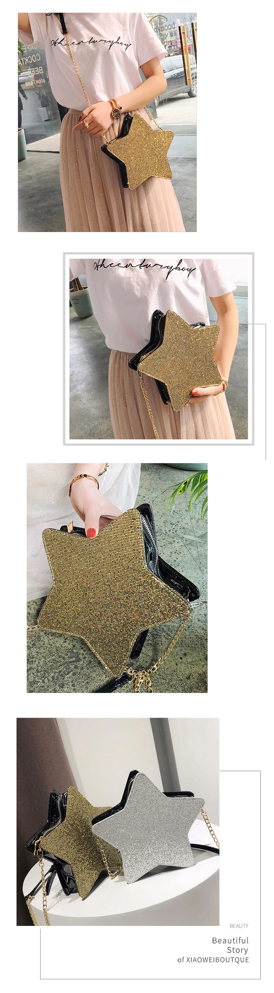 Jierotyx lantejoulas estrelas estilo novo elegante bolsa