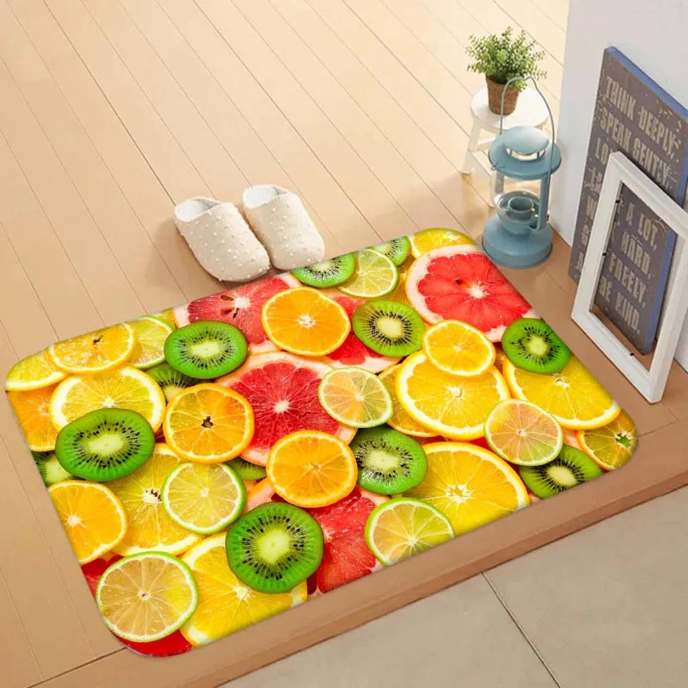

Else Green Red Yellow Slice of Lemon Orange Fruits 3d Pattern Print Anti Slip Washable Doormat Home Decor Entryway Kitchen Mat