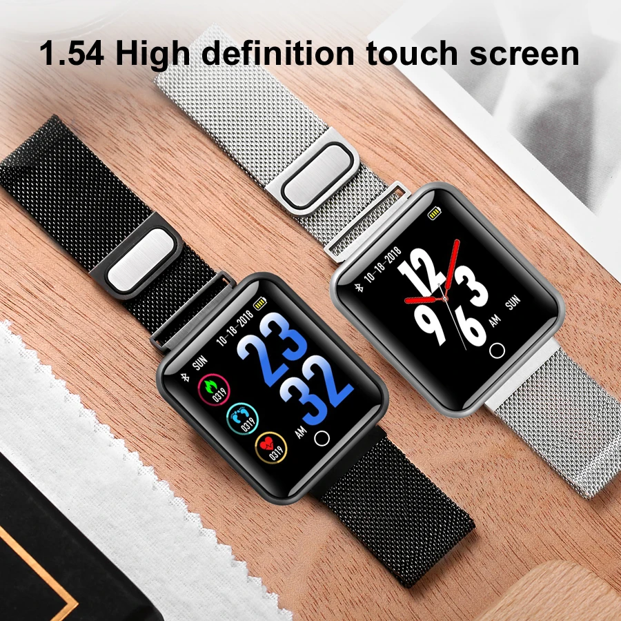 Smart Watches Men's Color Screen Tempered glass Fitness Tracker Q18 Blood pressure IP68 clock Heart rate Smartwatch