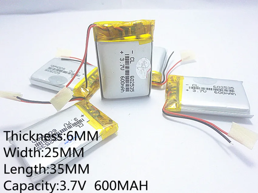 

Supply lithium battery lithium polymer battery 602535 602535 +600 mah +3.7 V CL