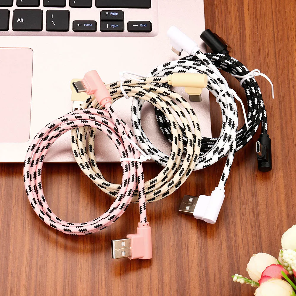 جديد سريع تهمة نوع-C الهاتف المحمول شحن سلك 1 m USB نوع C 90 درجة شاحن الهاتف المحمول USBC نوع-C كابل شحن سريع