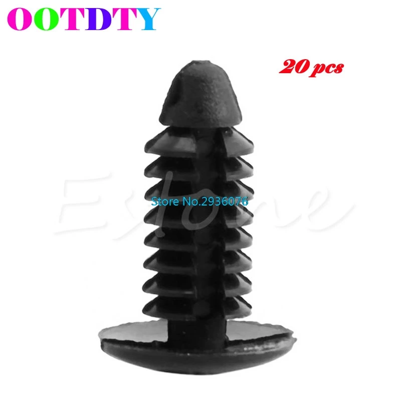 

OOTDTY 20Pcs/lot Black Plastic Rivets Fasteners 7mm Dia Hole for Car Auto Bumper Fender APR28_10