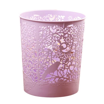 

HIPSTEEN Creative hollowed-out Trash Household Plastic Uncovered Garbage Can Rubbish Bin - Light Purple